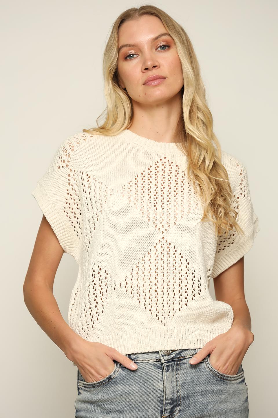 Пуловер Rich and Royal с ажурной вязкой