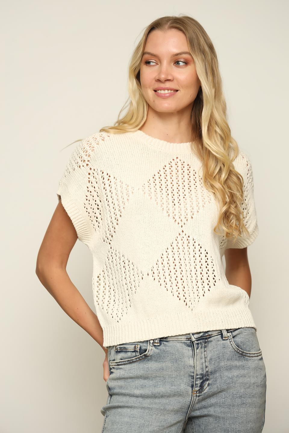 Пуловер Rich and Royal с ажурной вязкой