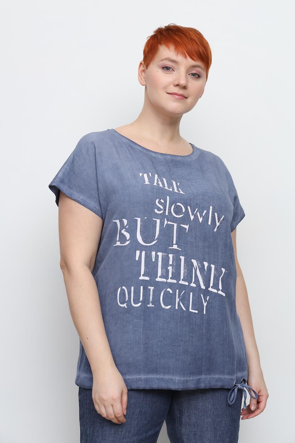 Футболка Doris Streich с принтом голубой