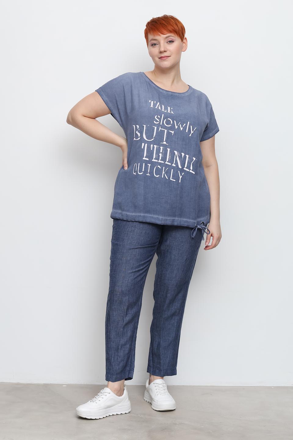 Футболка Doris Streich с принтом голубой