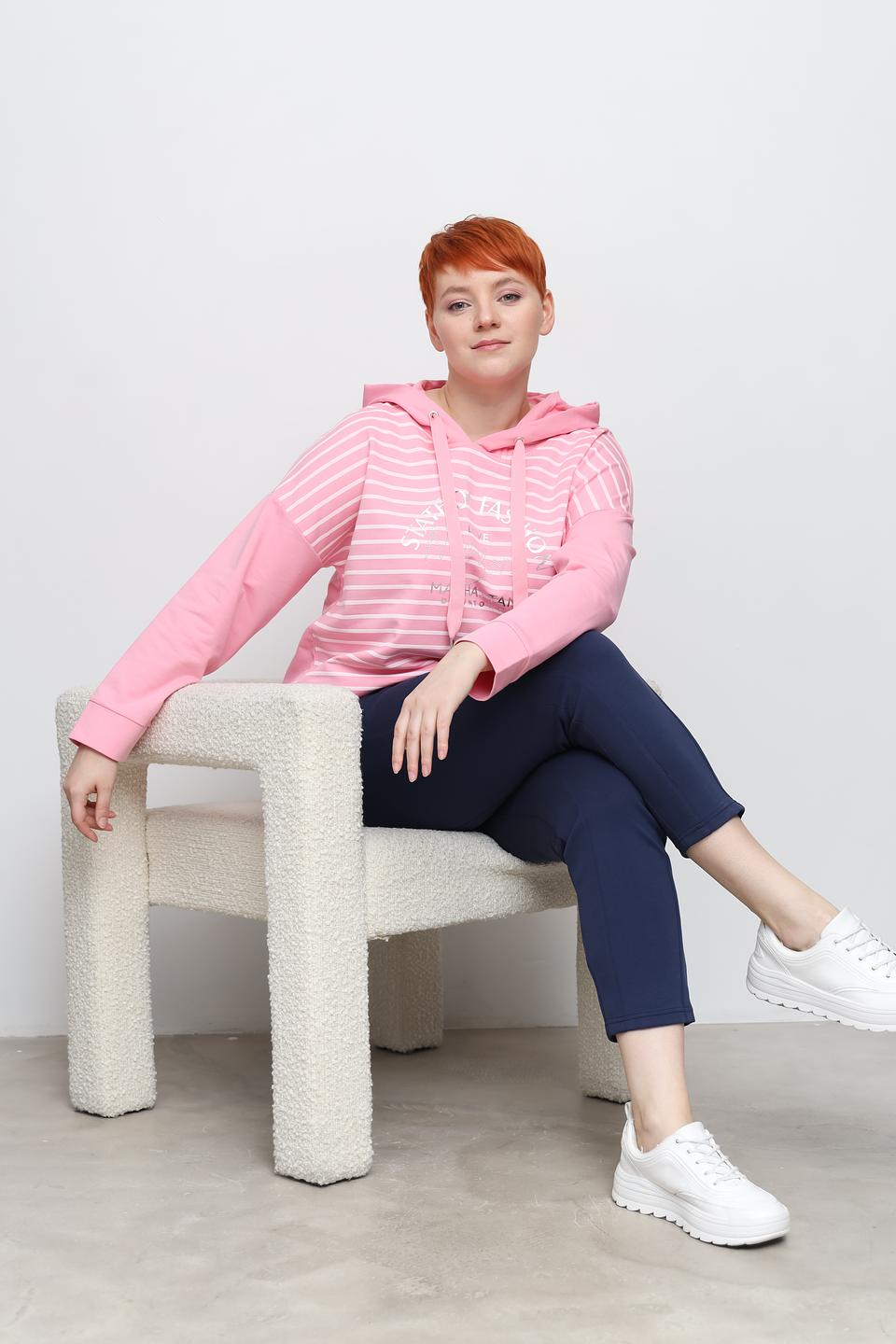 Толстовка Via Appia в полоску розовая