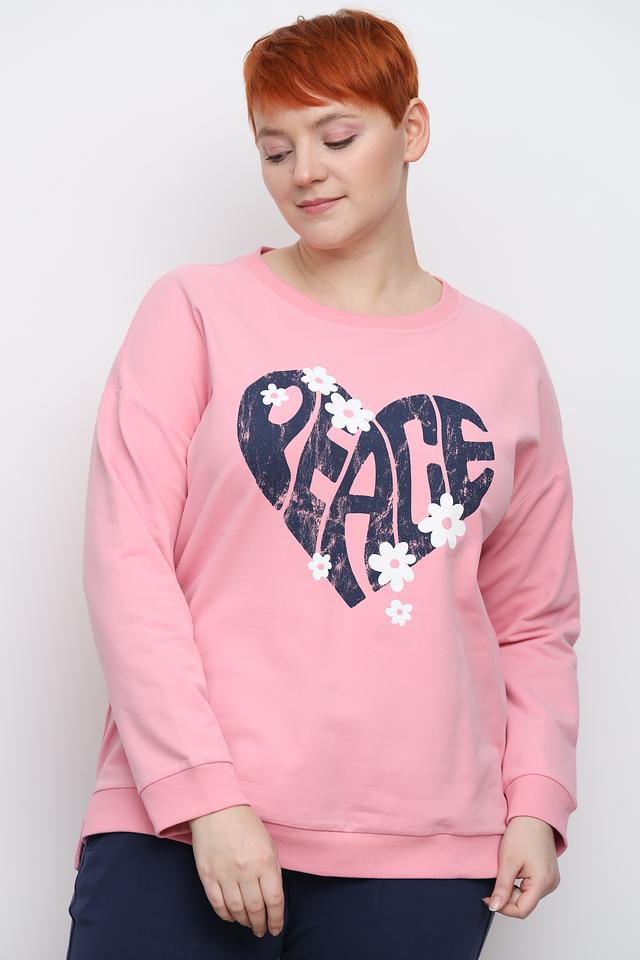 Толстовка Via Appia с принтом Peace розовый