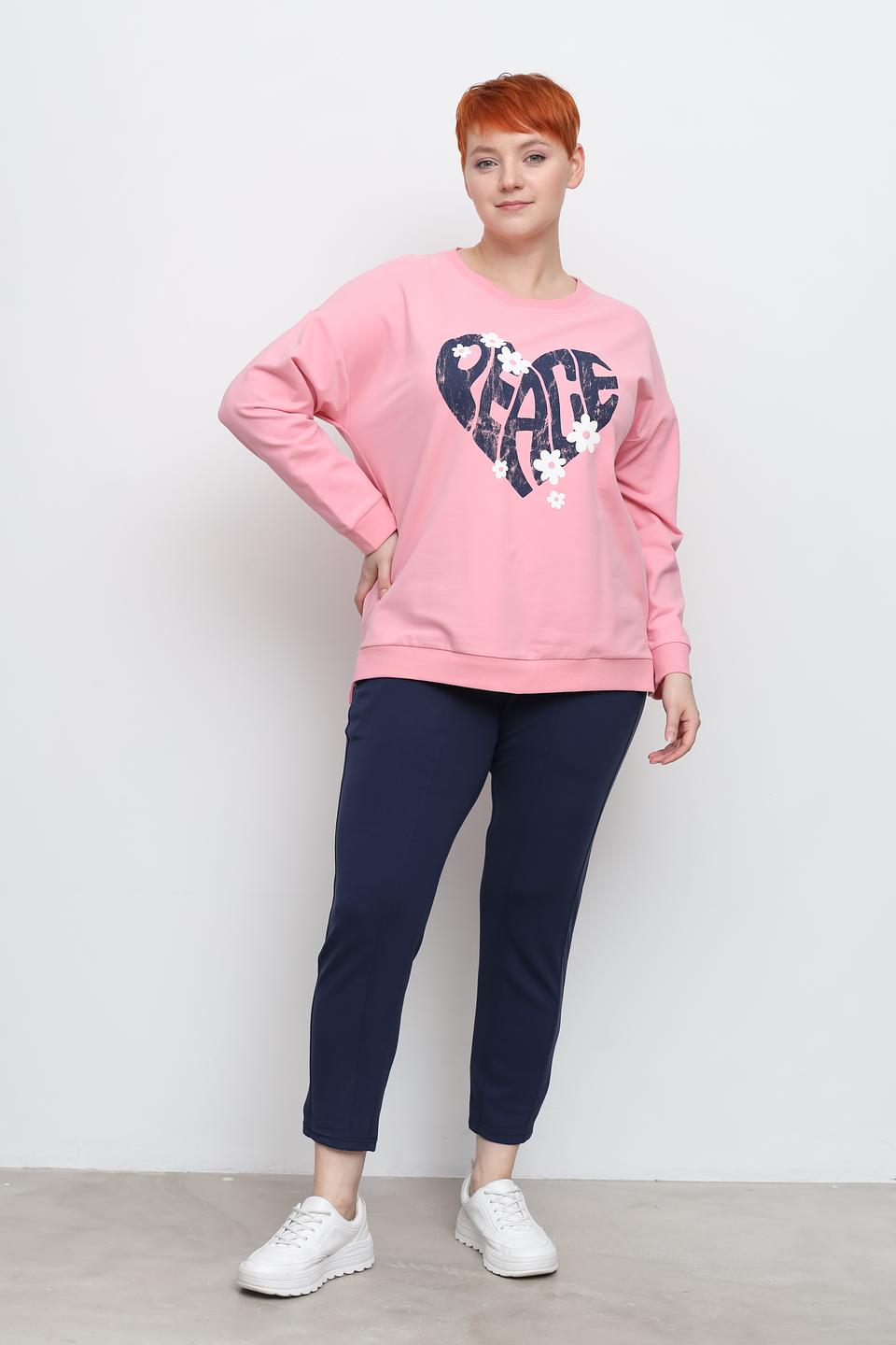 Толстовка Via Appia с принтом Peace розовый
