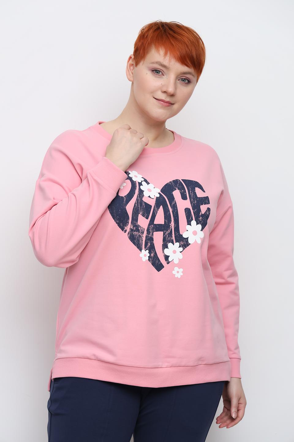 Толстовка Via Appia с принтом Peace розовый