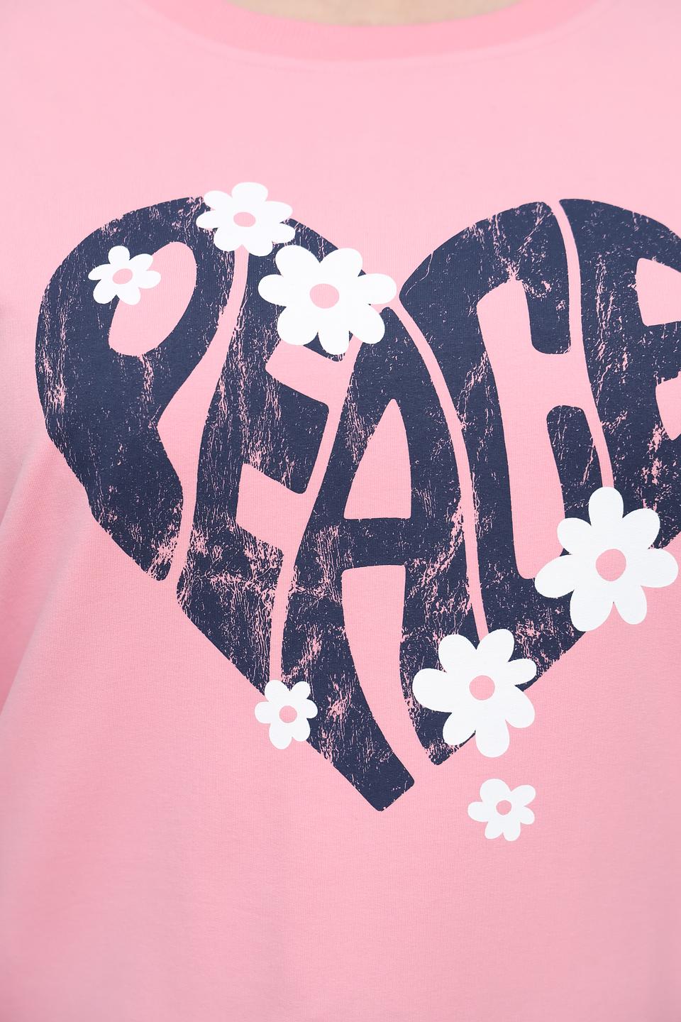 Толстовка Via Appia с принтом Peace розовый