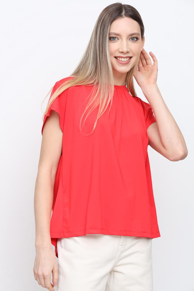 Футболка Taifun с рукавами-воланами красная