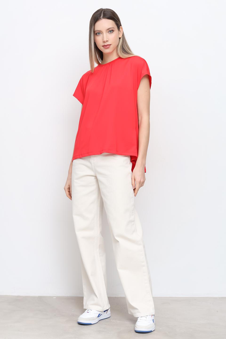 Футболка Taifun с рукавами-воланами красная