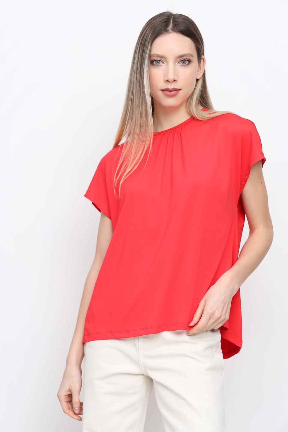 Футболка Taifun с рукавами-воланами красная