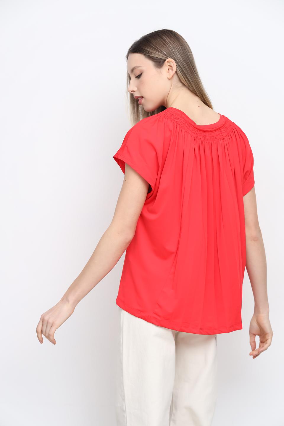 Футболка Taifun с рукавами-воланами красная