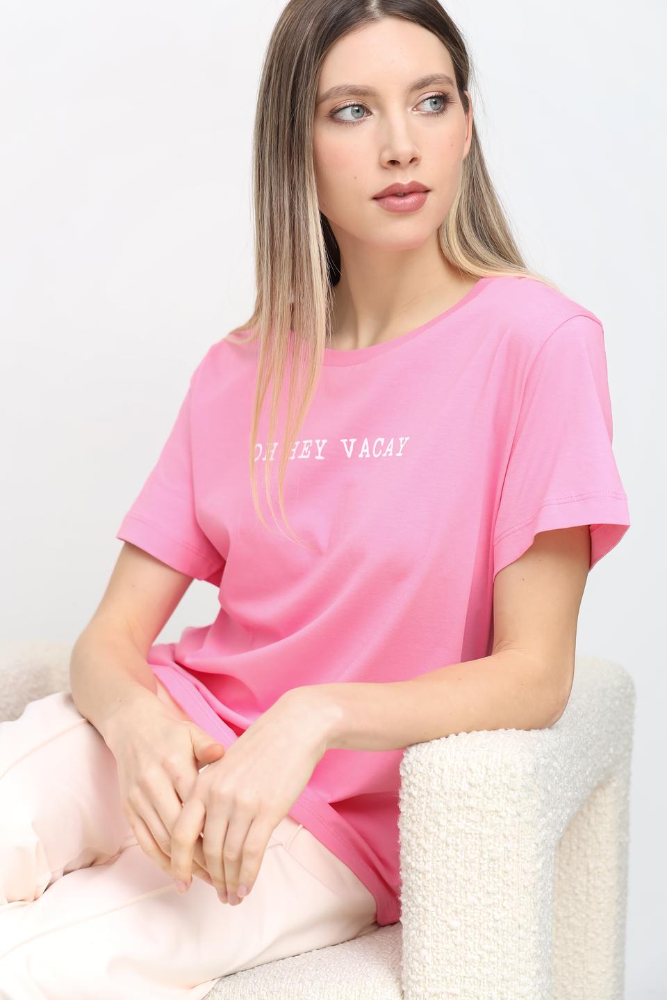 Футболка UNQ женская розовая с принтом