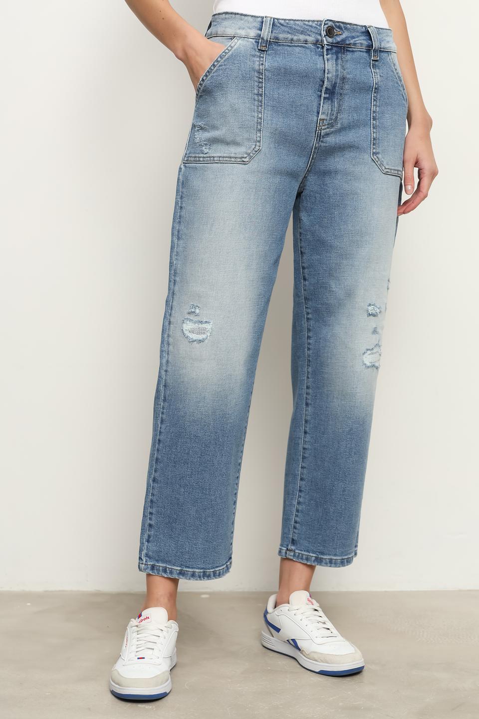 Джинсы UNQ с карманами голубые