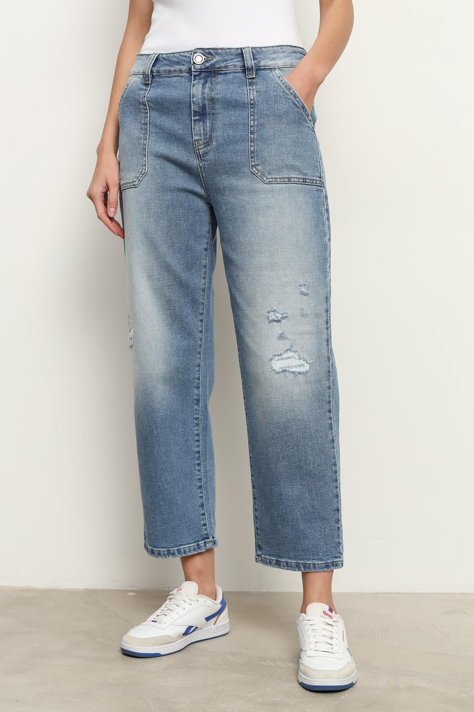 Джинсы UNQ с карманами голубые