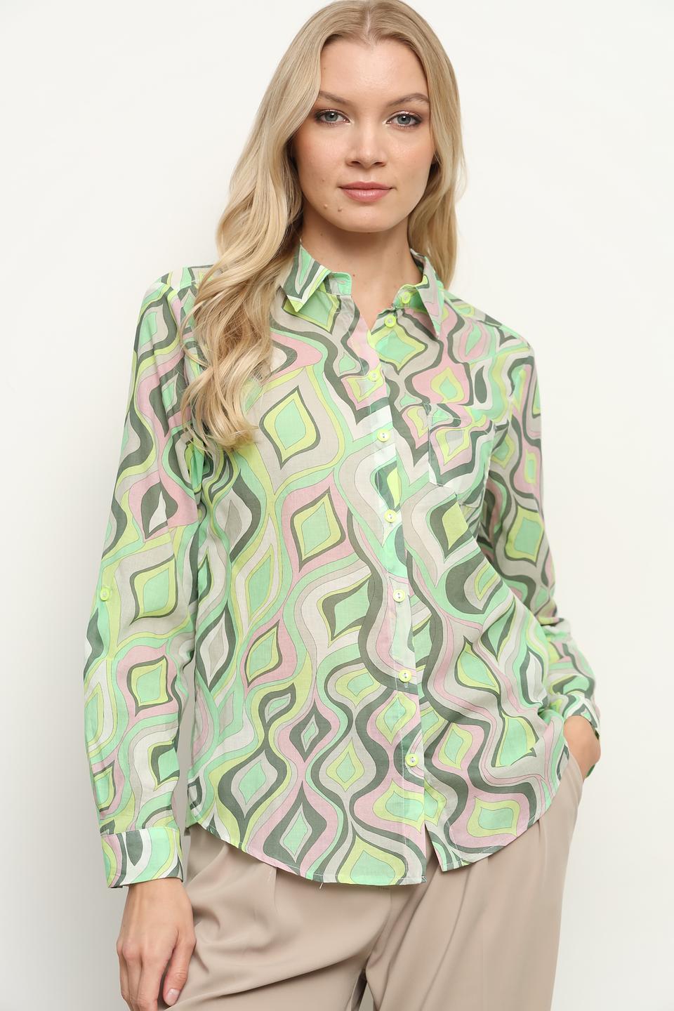 Рубашка Bianca с принтом зелёная