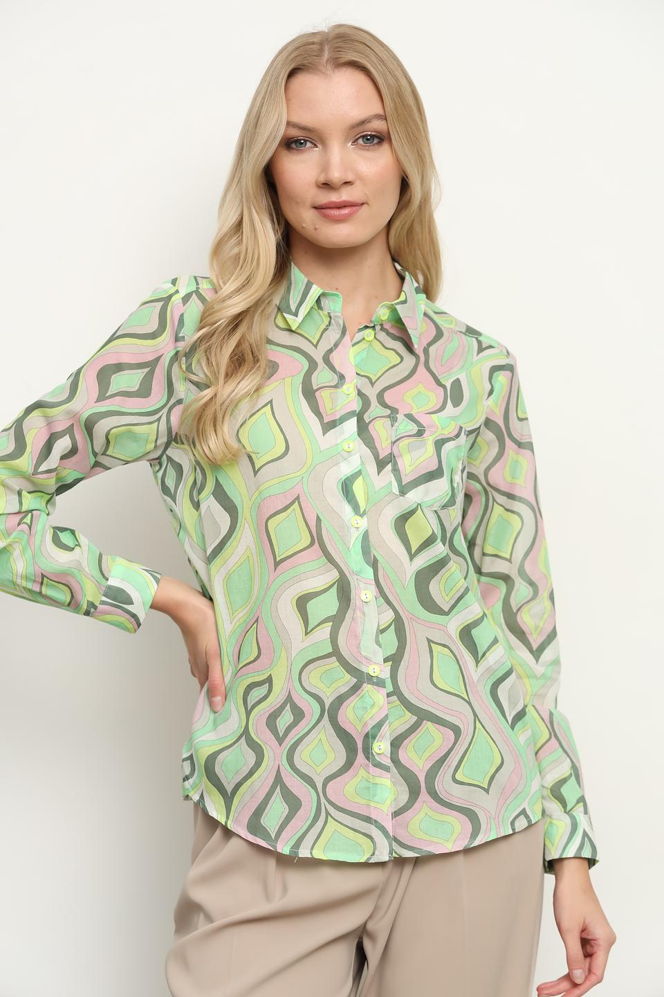 Рубашка Bianca с принтом зелёная
