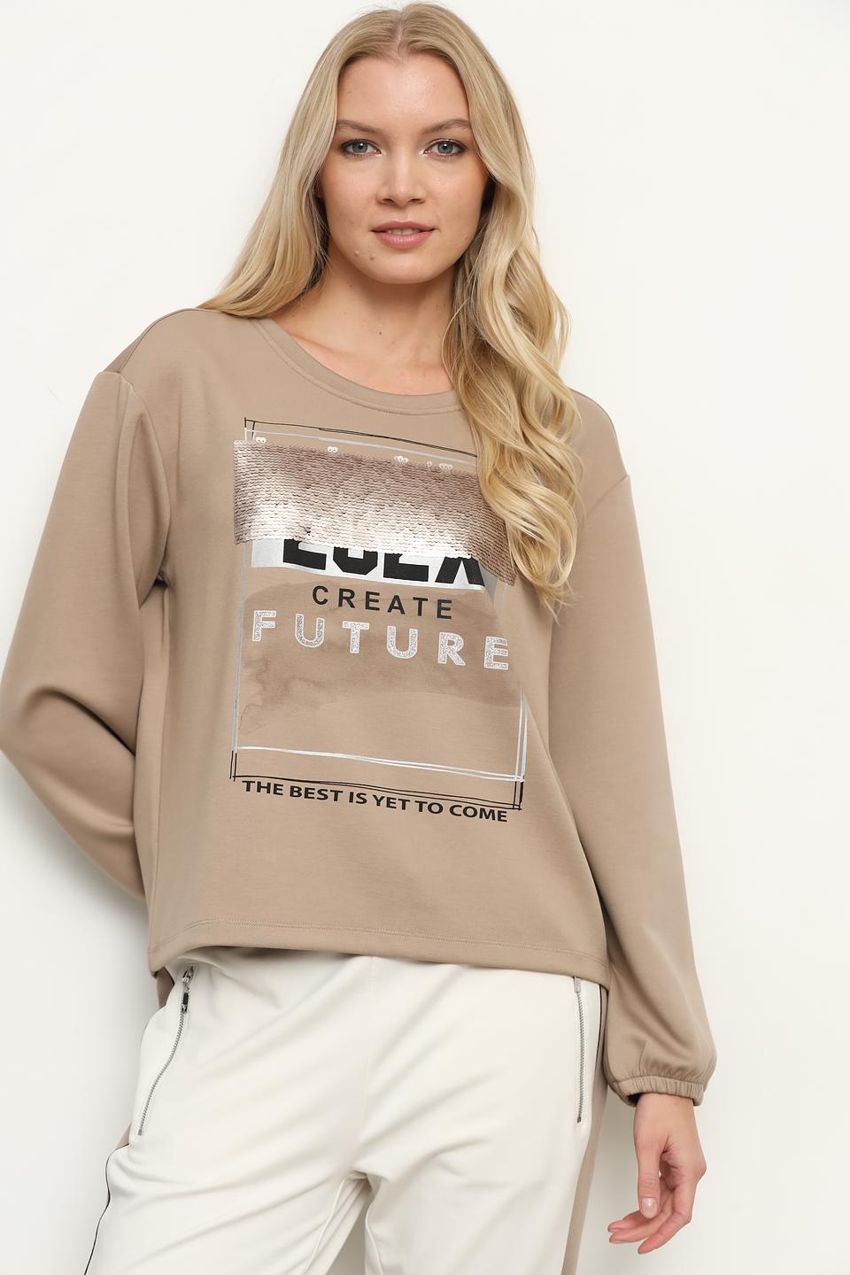 Толстовка Monari с принтом бежевая