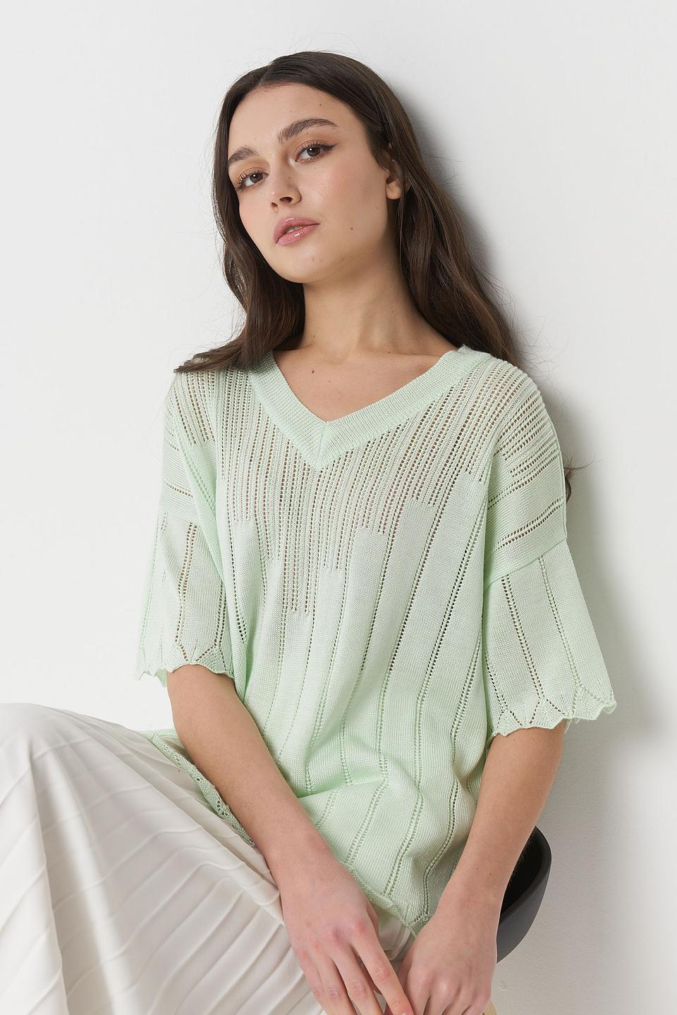 Пуловер VAY с V-образным вырезом мятный