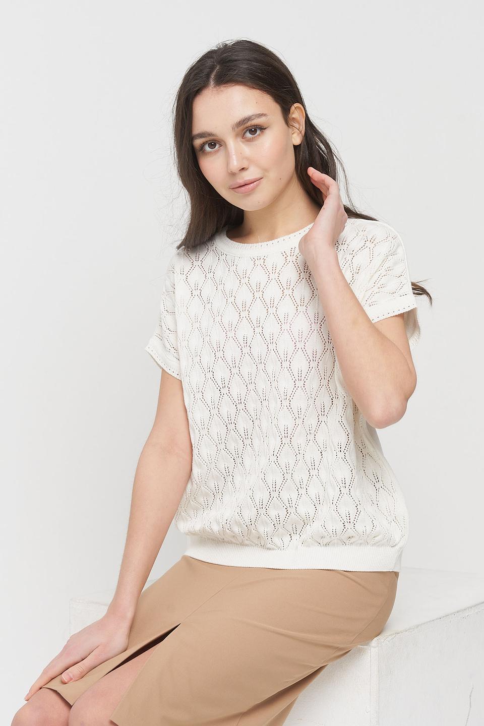 Джемпер VAY с ажурной вставкой белый