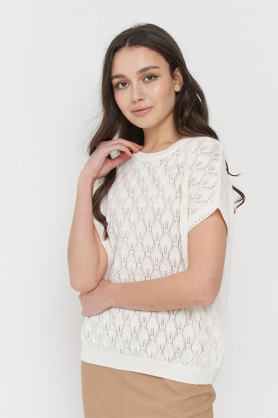 Джемпер VAY с ажурной вставкой белый