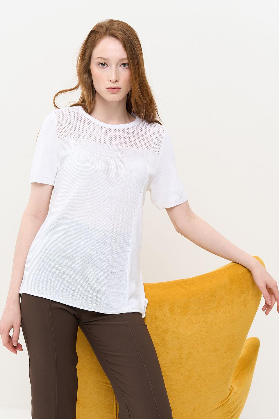 Джемпер VAY белый с сеткой