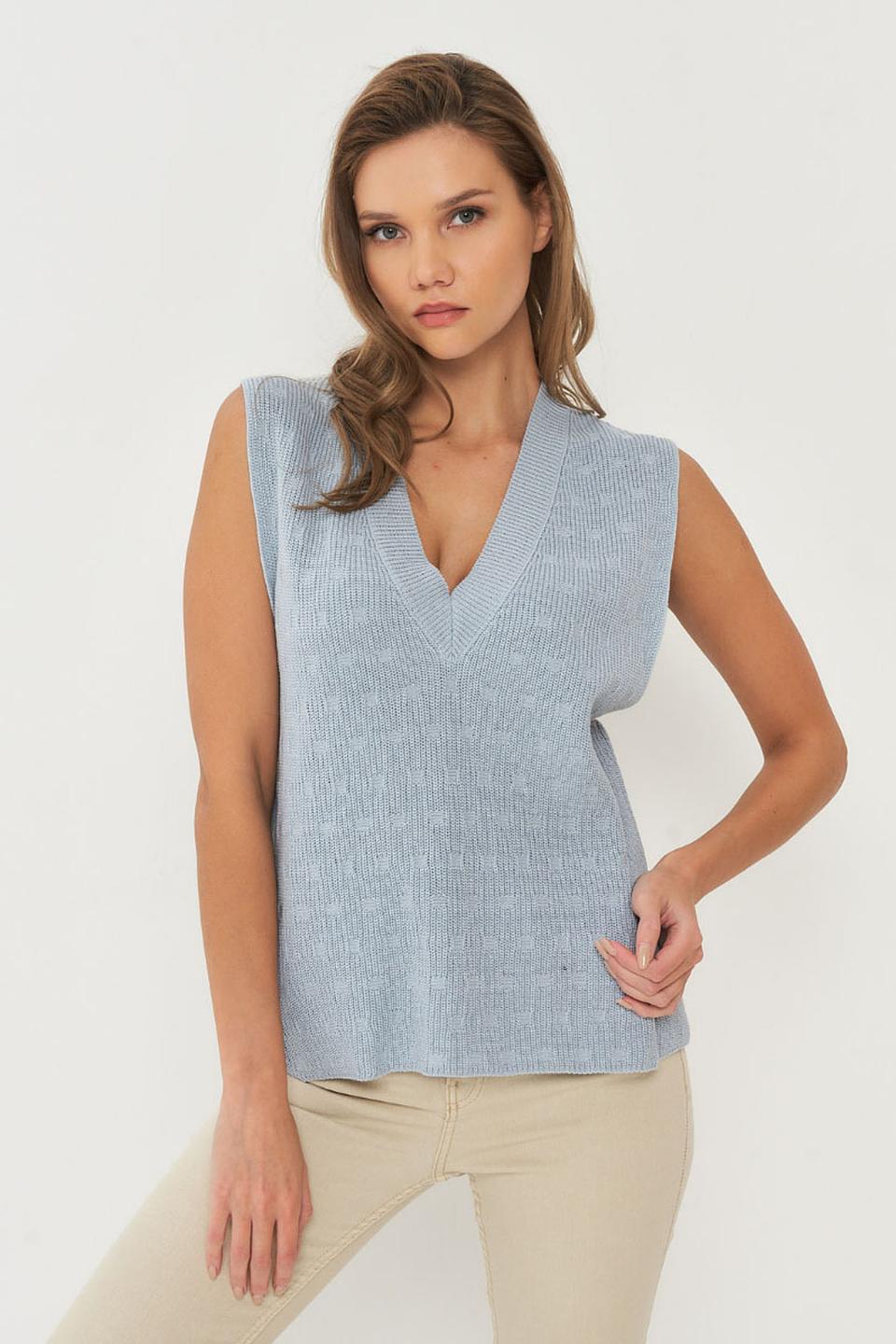 Жилет VAY вязаный голубой
