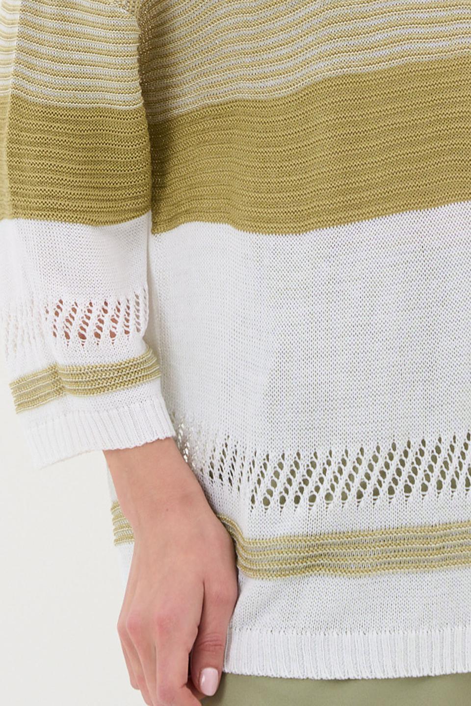 Джемпер VAY в полоску белый/зеленый