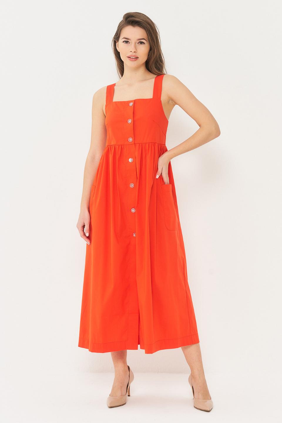 Платье BE YOU оранжевое на пуговицах