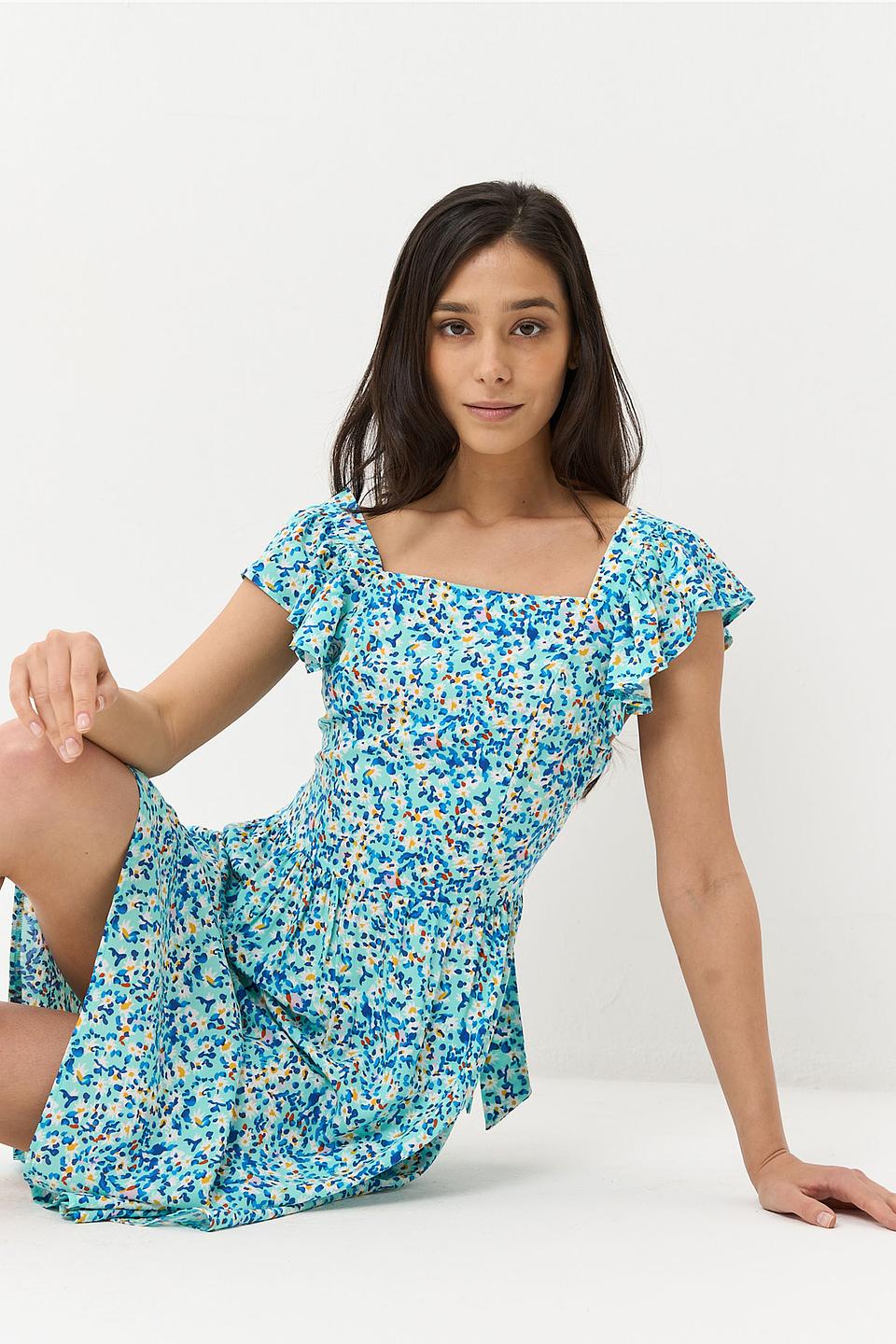 Платье BE YOU с воланами голубое