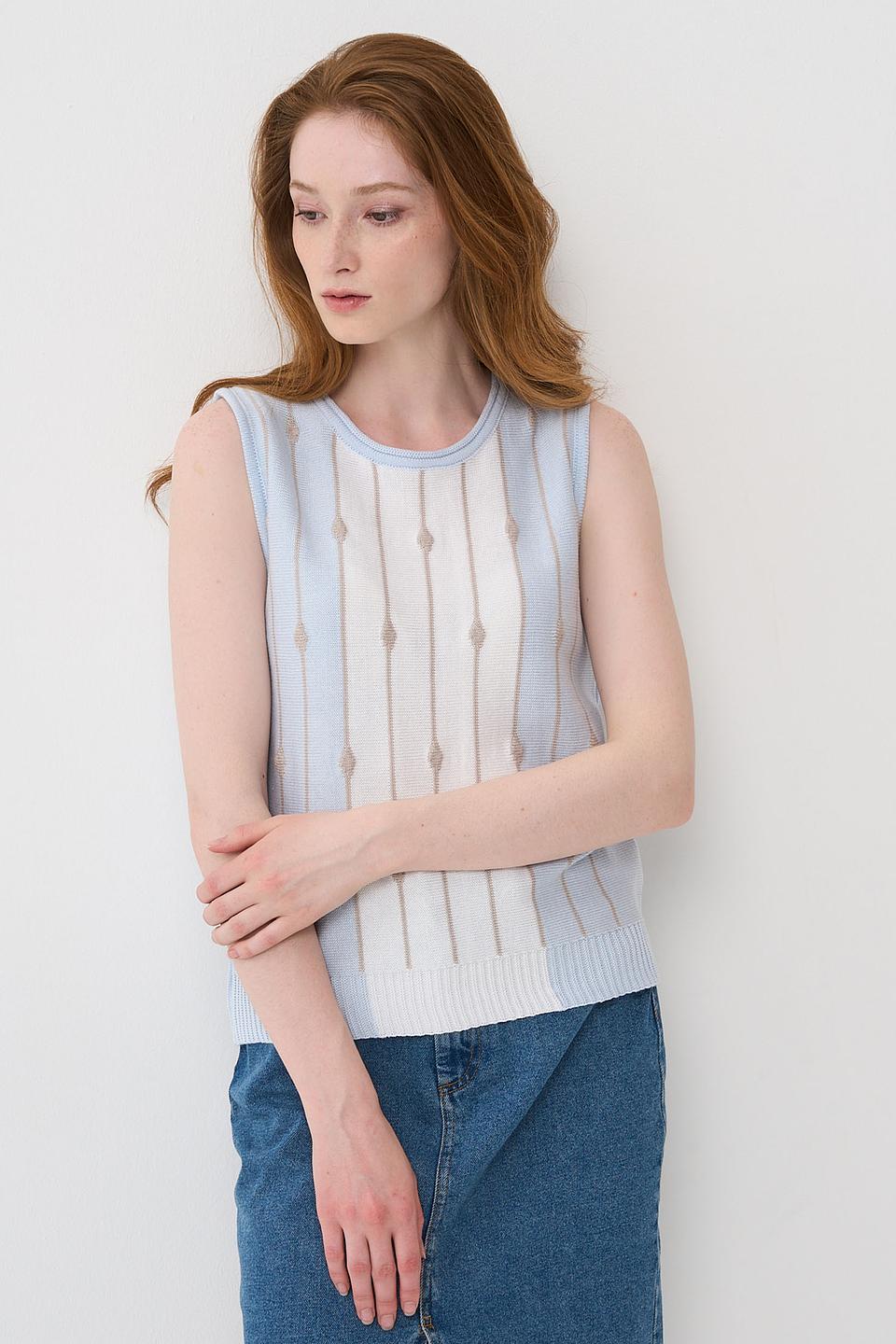 Джемпер BE YOU голубой в полоску без рукавов