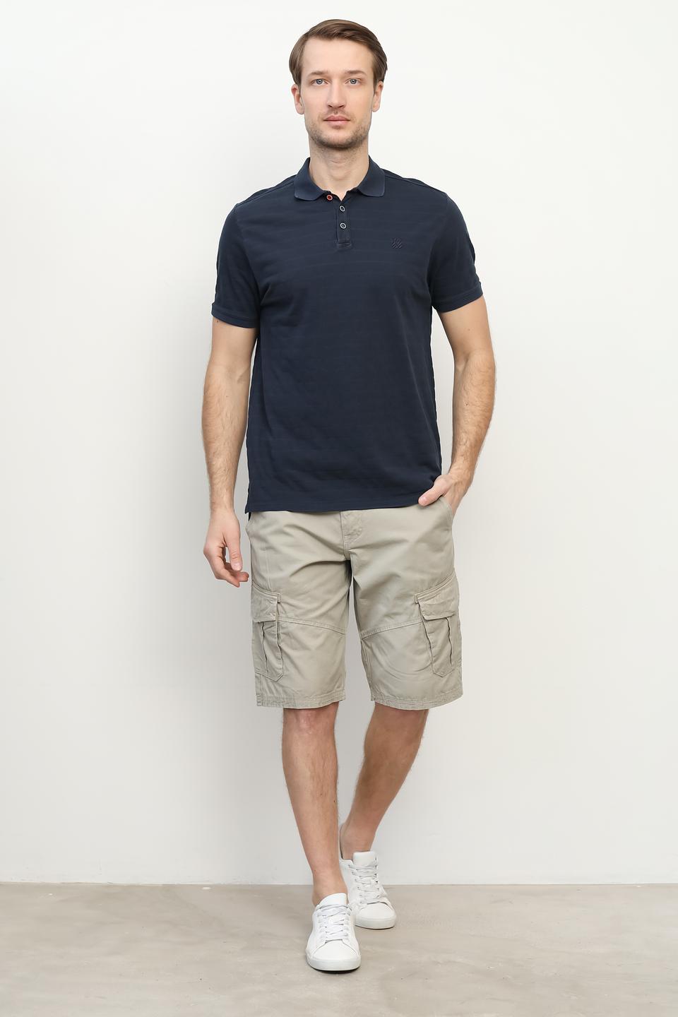 Поло Time Zone в полоску тёмно-синее