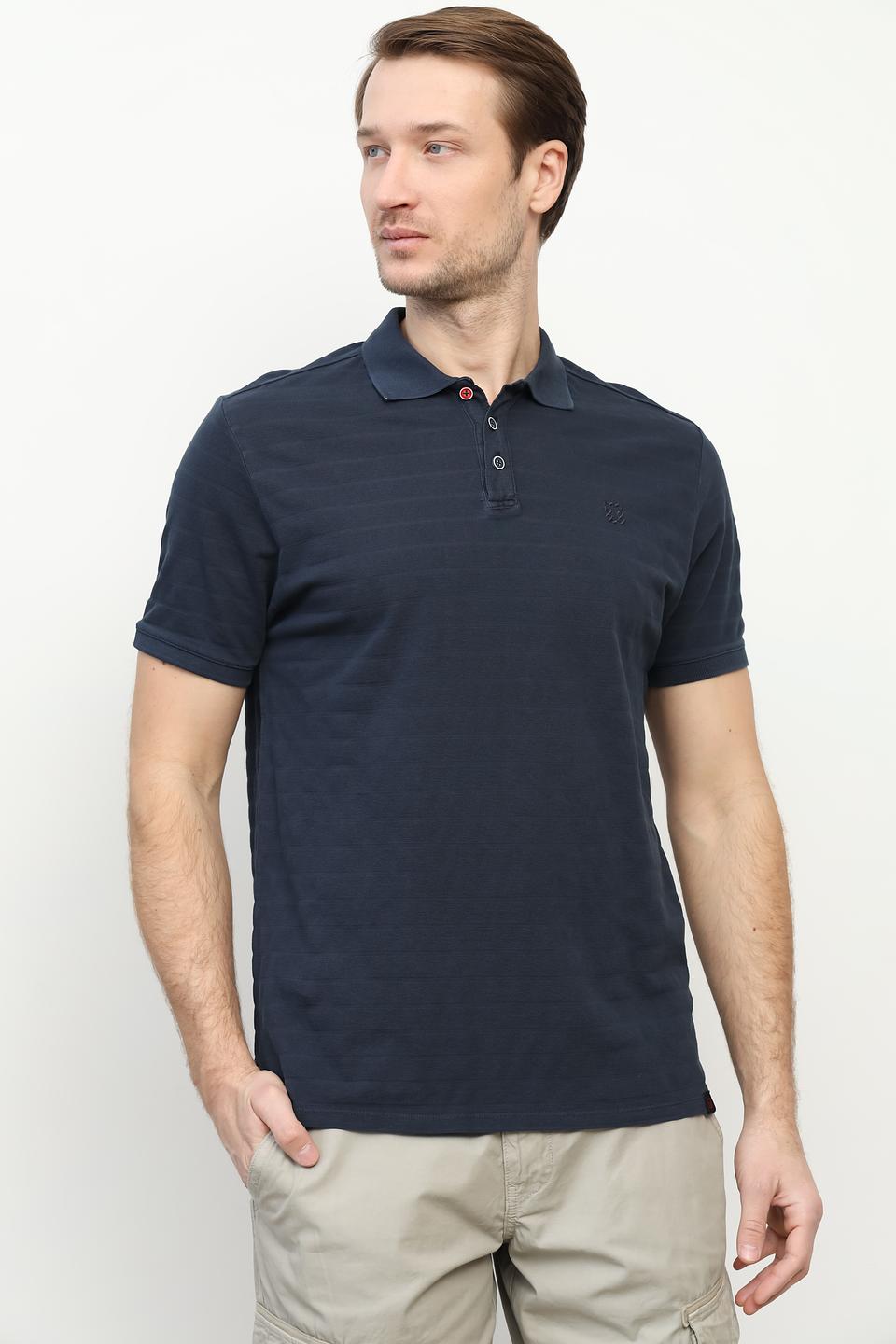 Поло Time Zone в полоску тёмно-синее