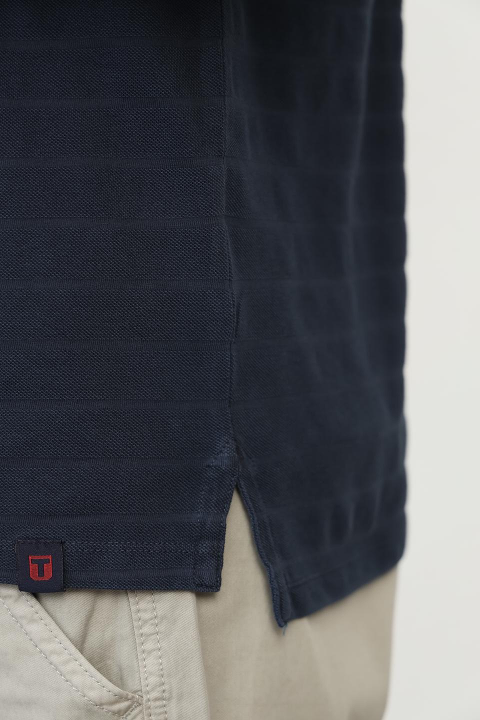 Поло Time Zone в полоску тёмно-синее