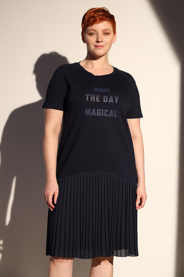 Платье Tuzzi с принтом и плиссе тёмно-синее