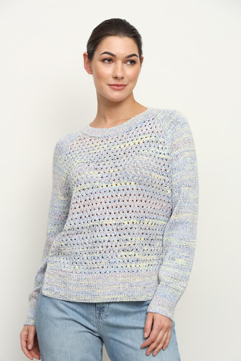 Пуловер Gerry Weber с ажурной вязкой голубой