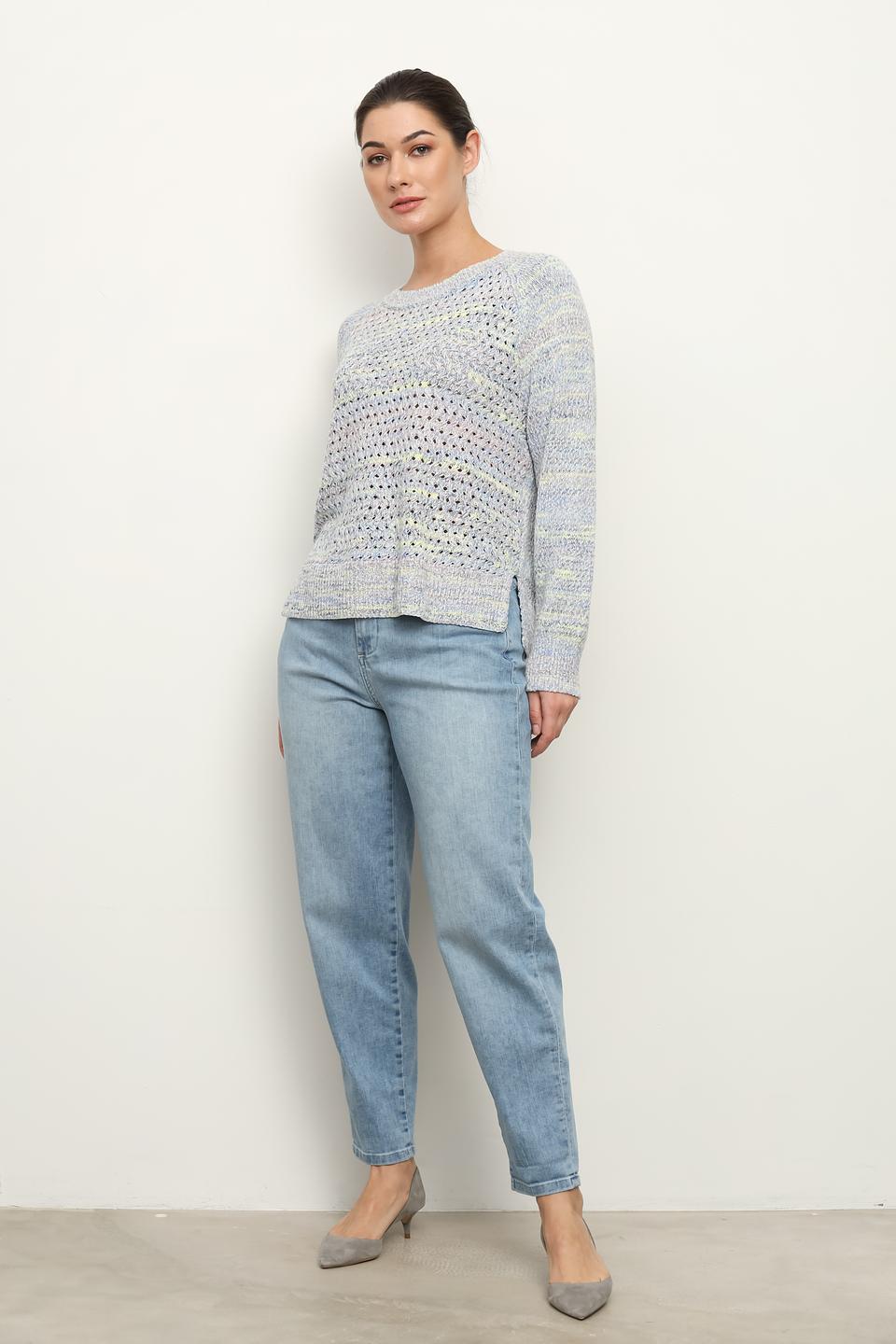 Пуловер Gerry Weber с ажурной вязкой голубой