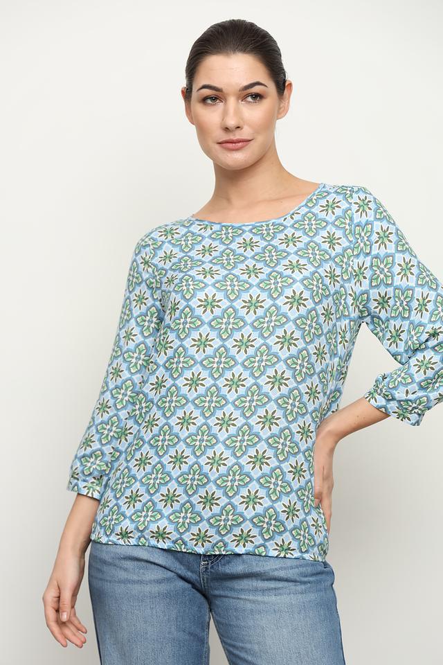 Блуза Via Appia с принтом голубой