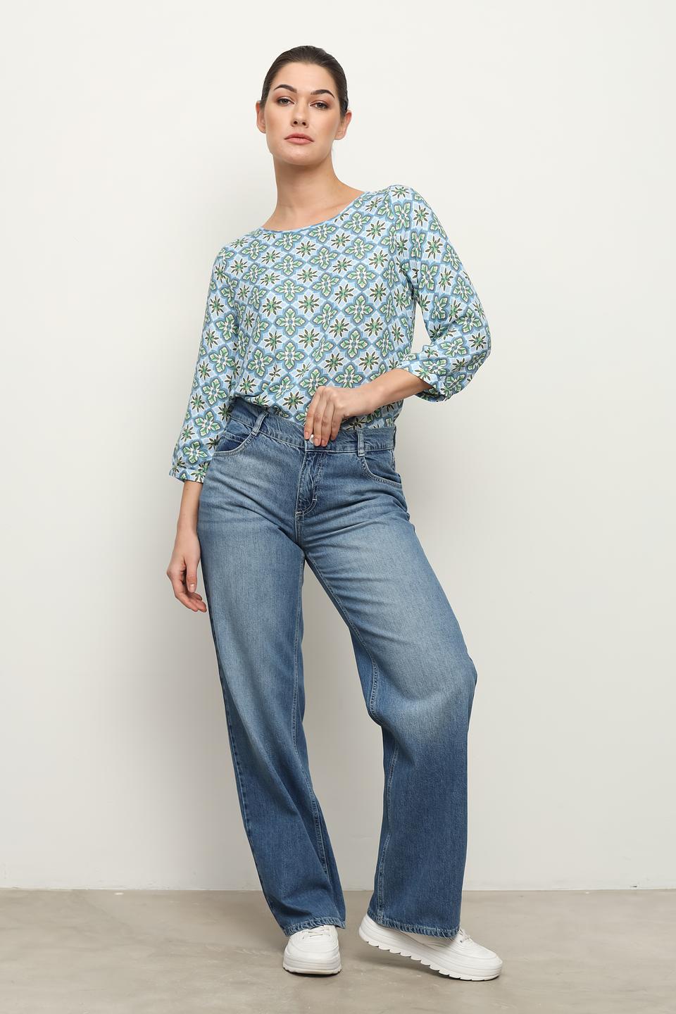 Блуза Via Appia с принтом голубой