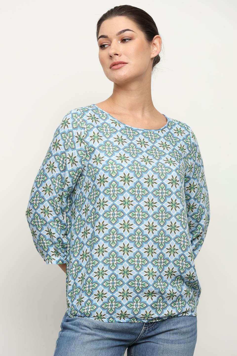 Блуза Via Appia с принтом голубой