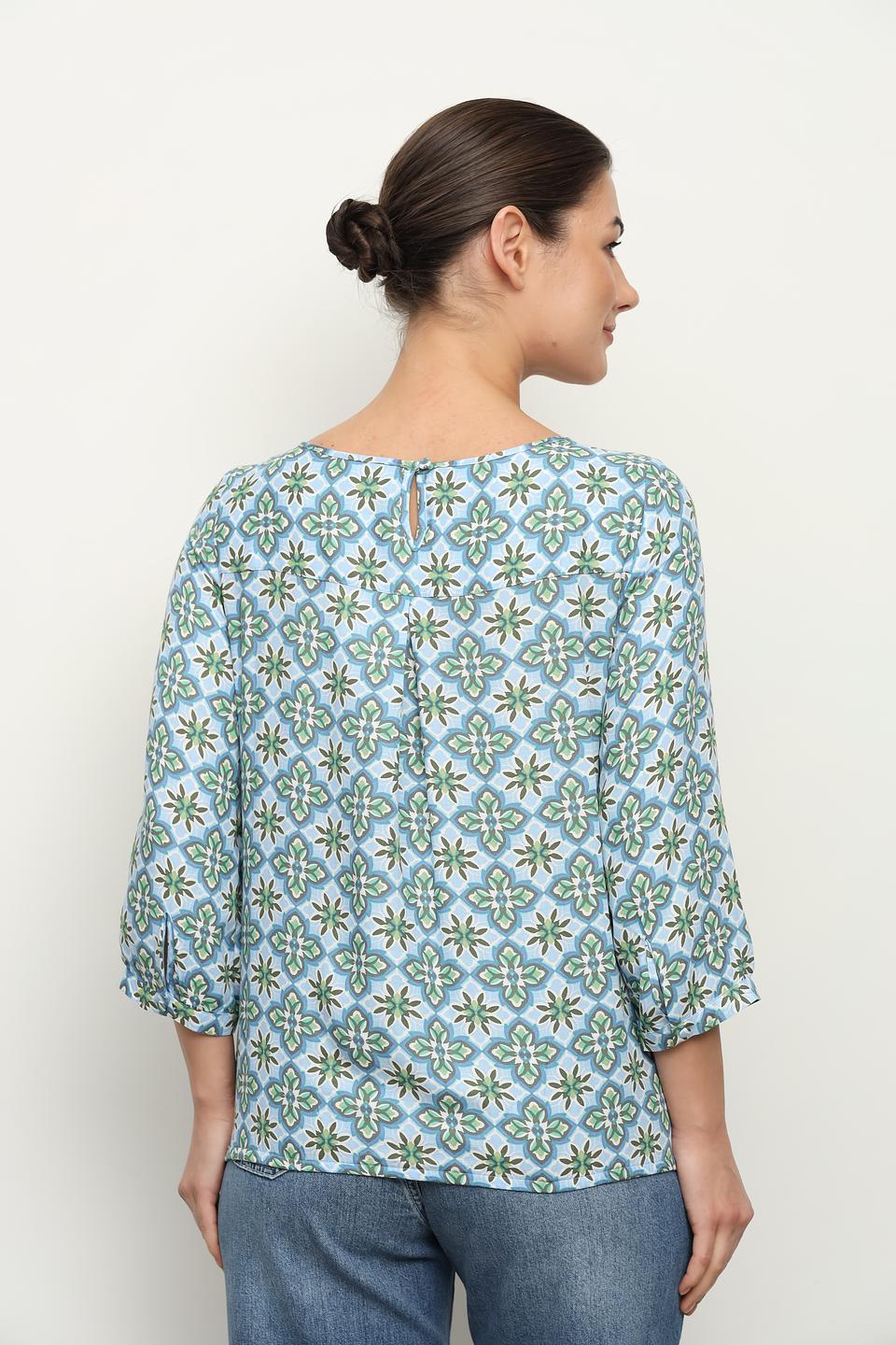 Блуза Via Appia с принтом голубой