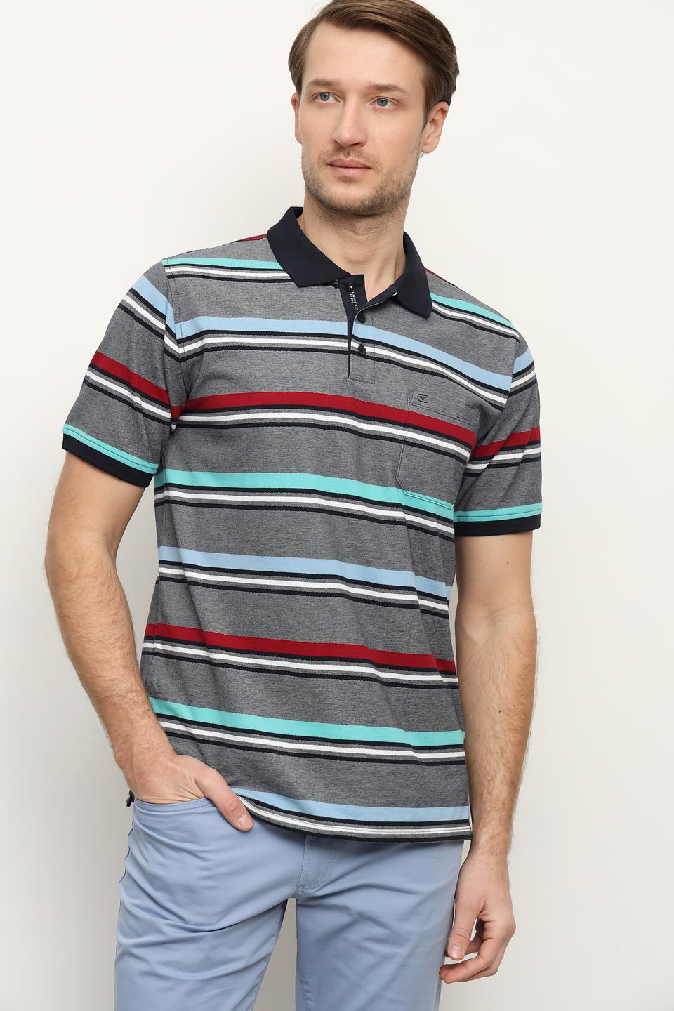 Поло Casa Moda в полоску серый