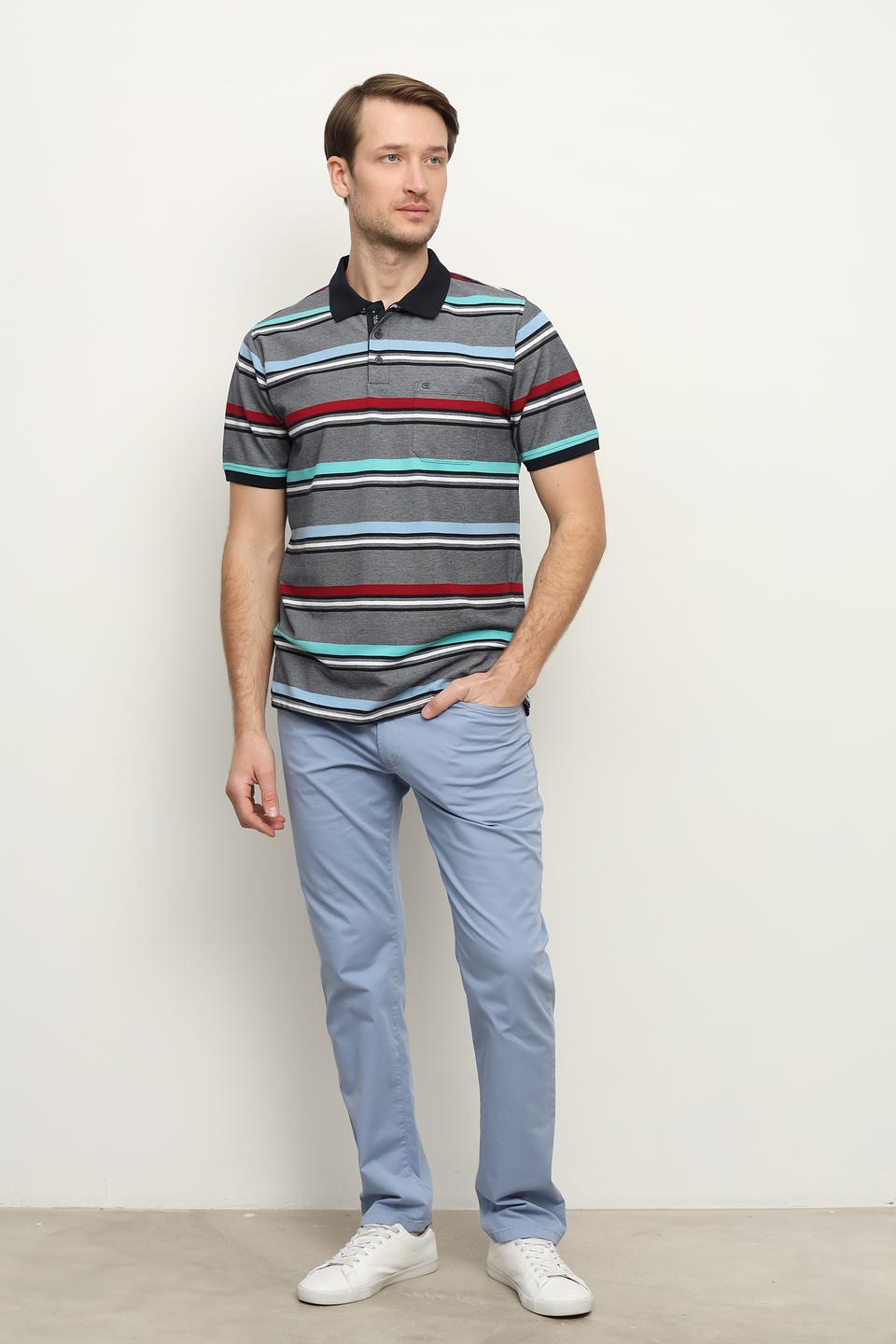 Поло Casa Moda в полоску серый