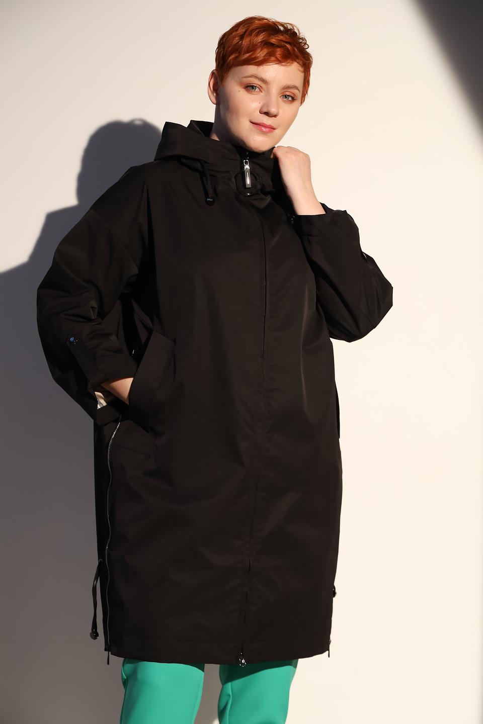 Плащ Pezzo чёрный с капюшоном