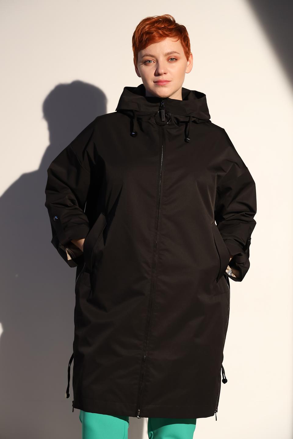 Плащ Pezzo чёрный с капюшоном