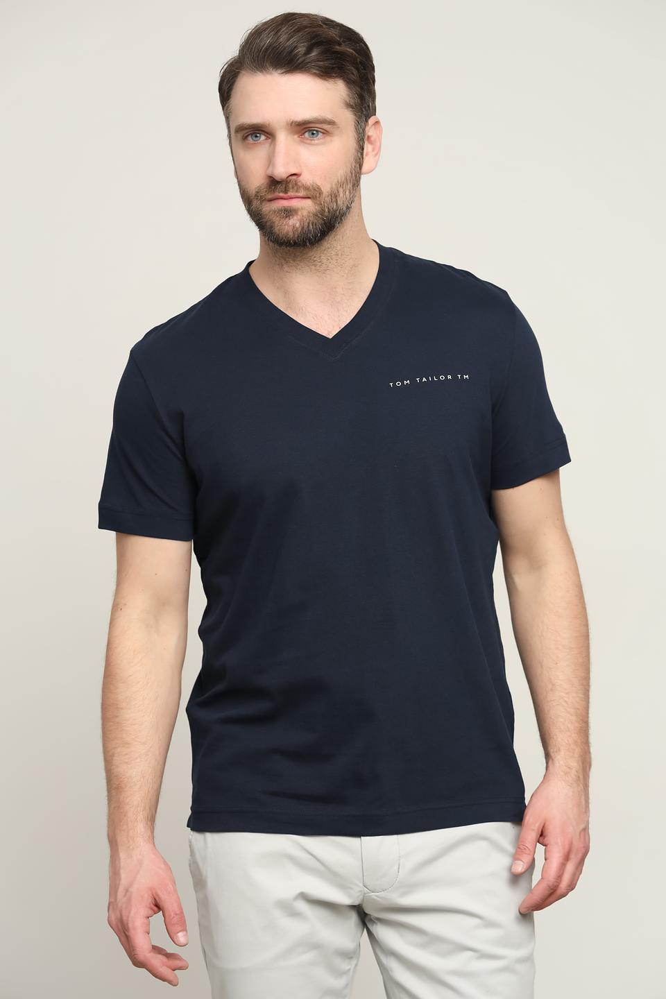 Футболка Tom Tailor V-neck темно-синяя