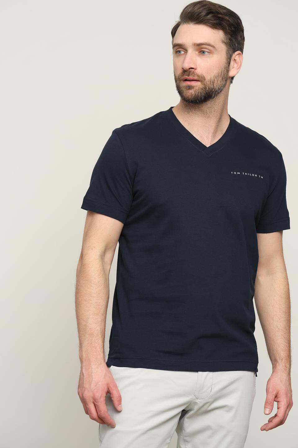 Футболка Tom Tailor V-neck темно-синяя
