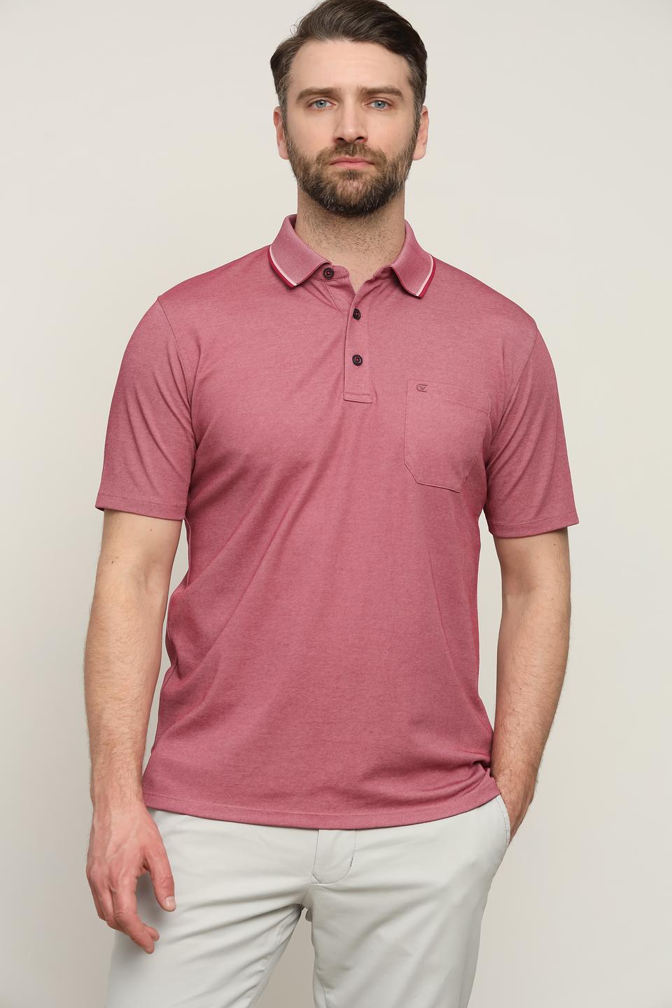 Поло Casa Moda с карманом малиновое