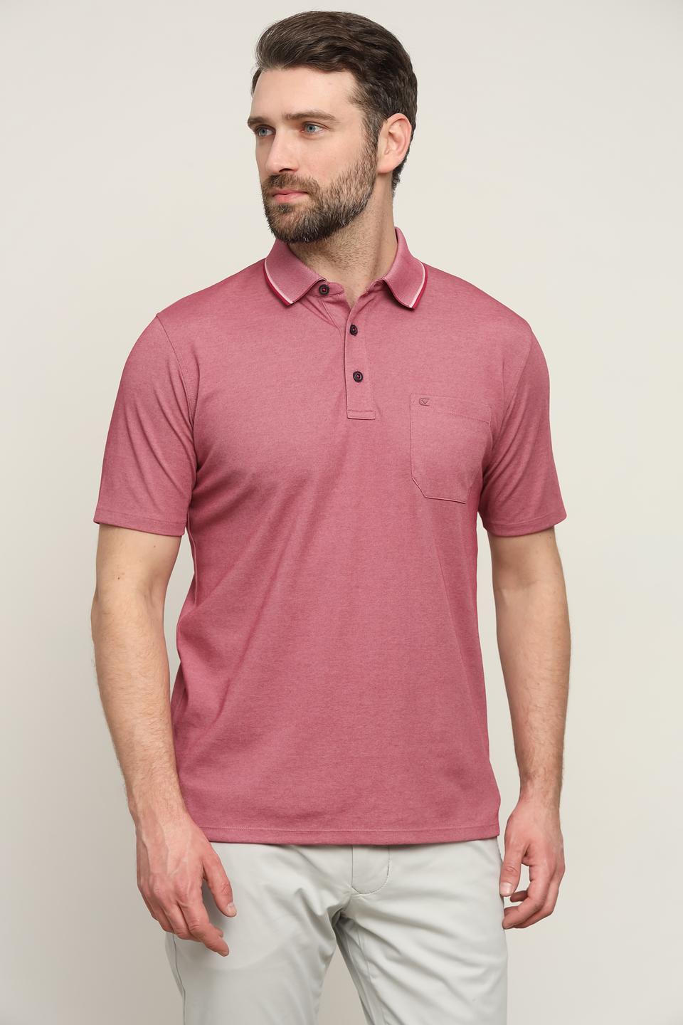 Поло Casa Moda с карманом малиновое