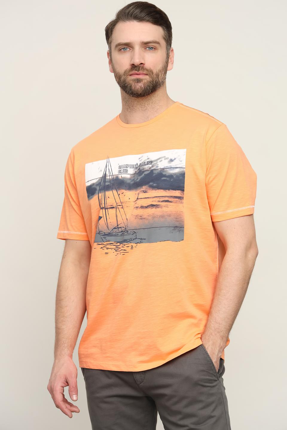 Футболка Claudio Campione оранжевая с принтом