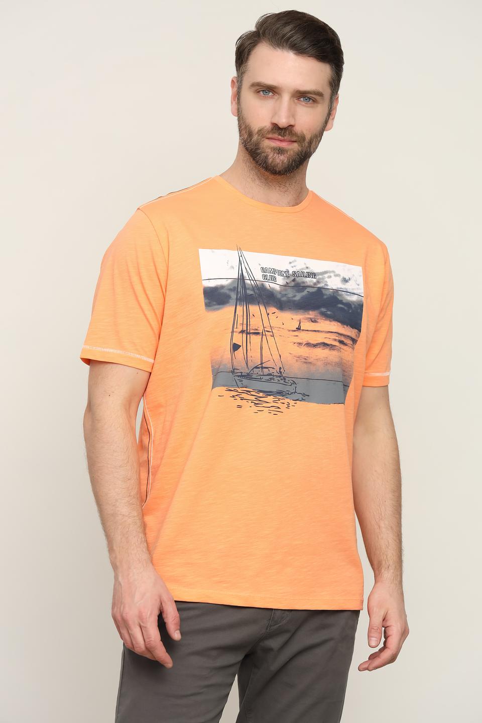 Футболка Claudio Campione оранжевая с принтом