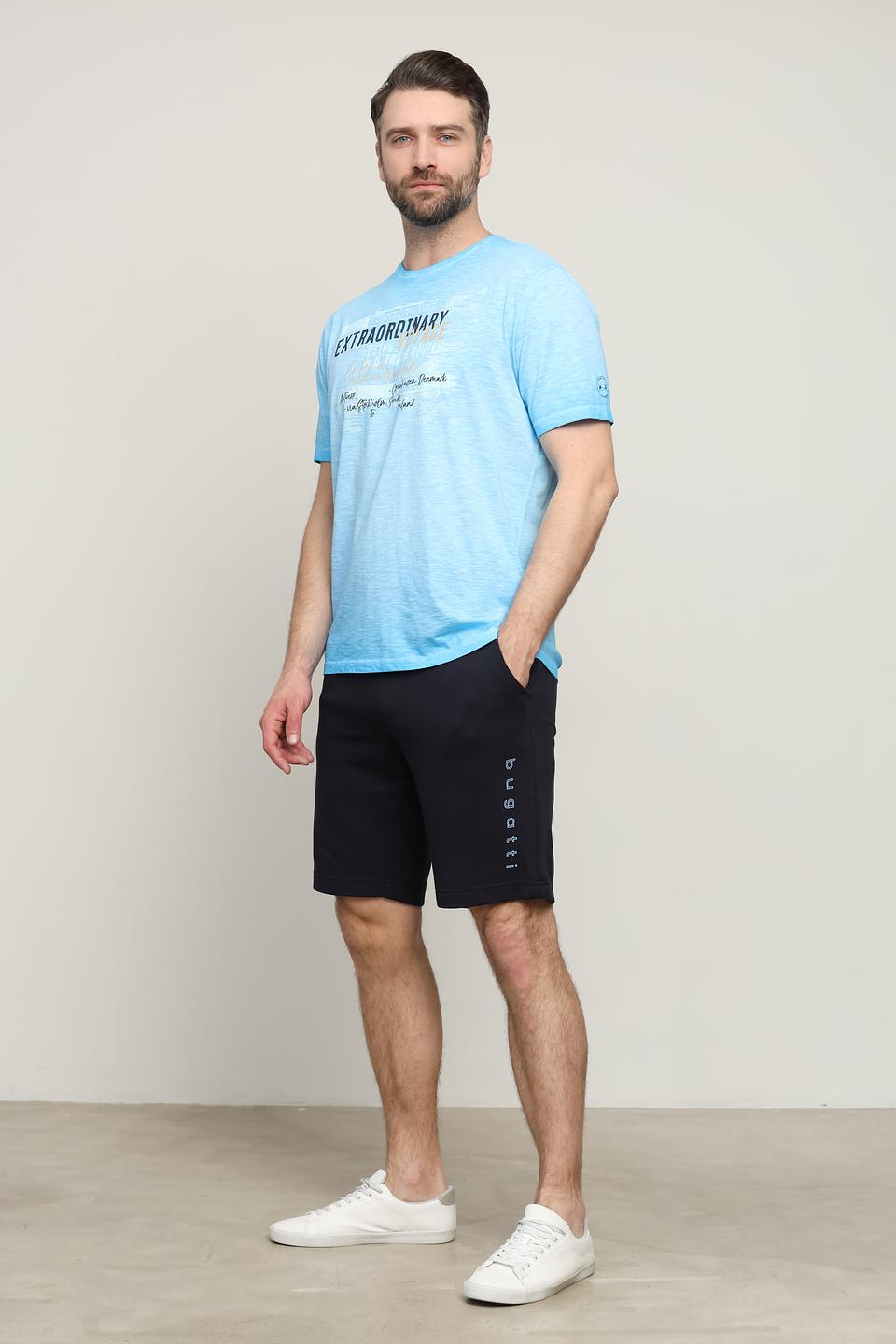 Футболка Claudio Campione голубая с принтом