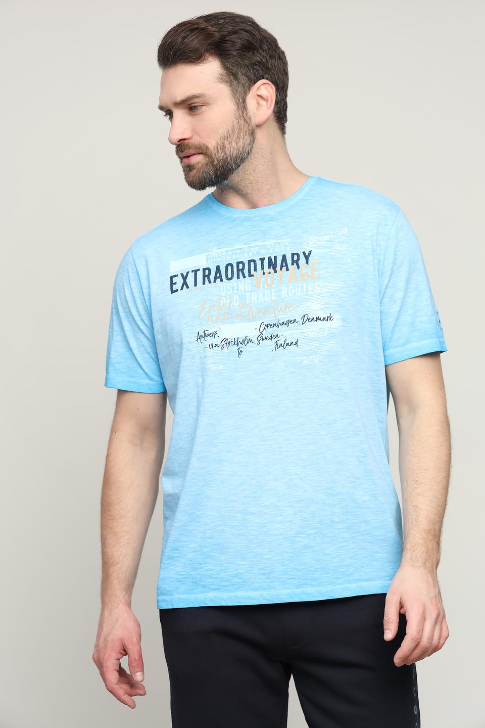 Футболка Claudio Campione голубая с принтом